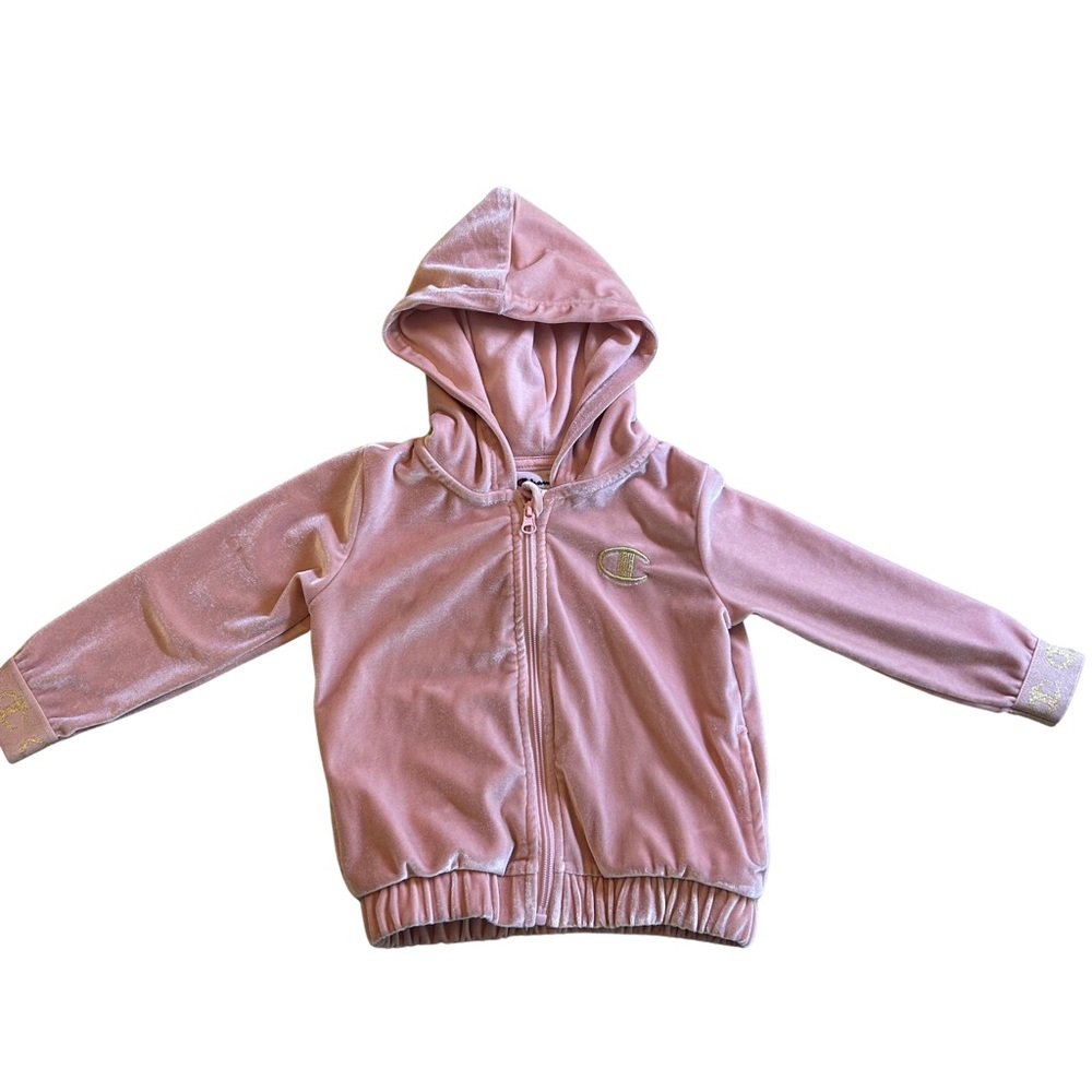 Champion Little Girl Pink Velour Hooded Sweatshirt